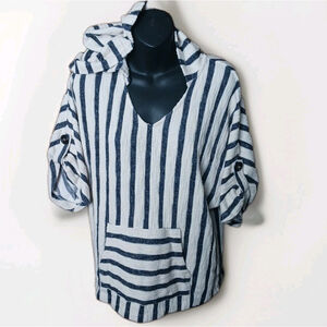 Perception Concept Black Striped Beach Hoodie Size Small